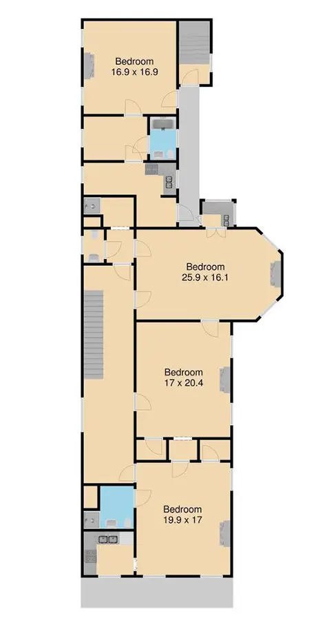 Lanaux 3-Bedroom Double Balcony Suite Floorplan