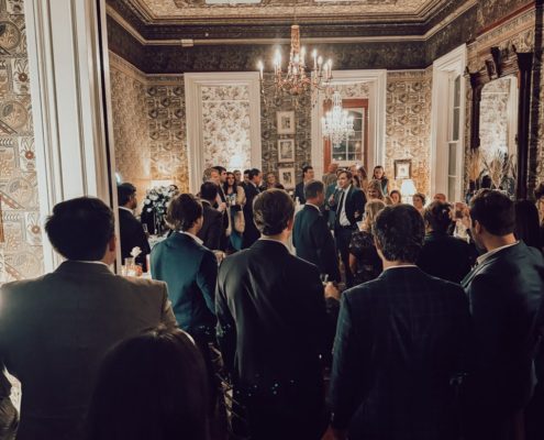 Standing wedding reception at Lanaux